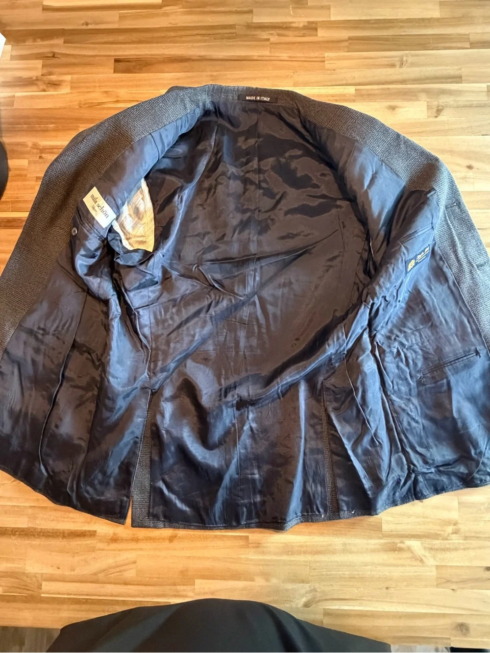 Mens Mila Schon Blue Three Button Sport Coat Blazer Jacket 50R Italian Made Wool